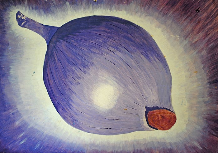 The purple onion painting that once hung on the wall of the Inn of the Purple Onion