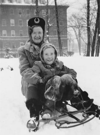 Laurie and her mother, Alison Jackson, sledding in Saint PaulPhoto courtesy Laurie Gustafson