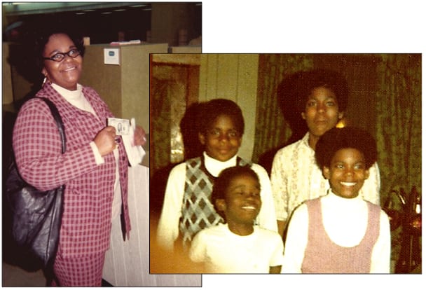 Muriel Tate (left) and her children (back row, l-r): Earl Jr. and Michael; (front row, l-r) Terrance and Paul in 1974. Not pictured: Lonetta and Raymond. Photo courtesy of Muriel Tate 