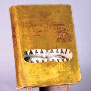 the Jaws Of Christ, an altered-book sculpture created by Joshua hosterman from hesba Stretton’s 1891 tome, the Child’s life of Christ.